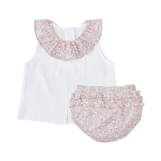 Warmi Blusa Cata con Cubrepañal Flores Rosa